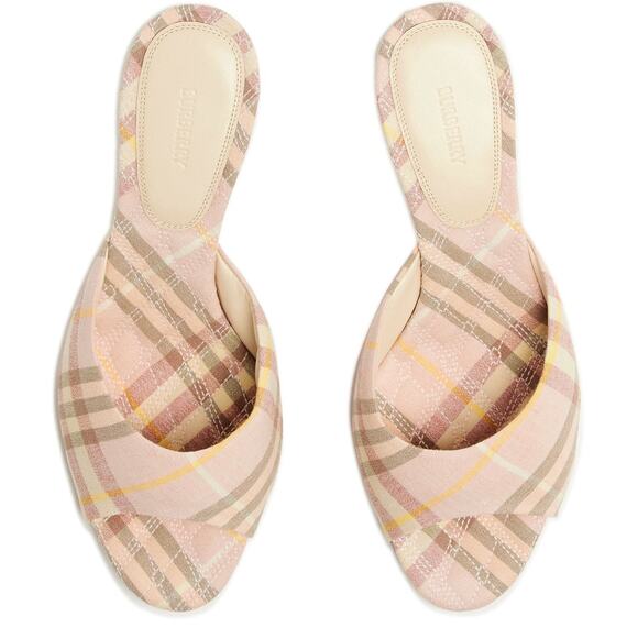Burberry Check Mews Low Mules Pink - Picture 1 of 7